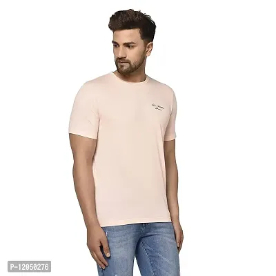 QUEMICTION Solid Round Neck T-Shirt for Men -{Light Pink} {Size-M}-thumb2