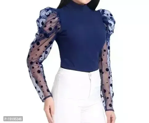 Elegant Blue Lycra Top For Women-thumb0