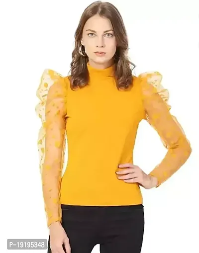 Elegant Yellow Lycra Top For Women-thumb0