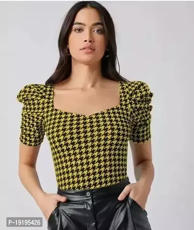 Elegant Yellow Lycra Top For Women