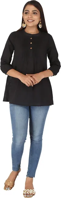 Elegant Black Pure Cotton Top For Women-thumb0