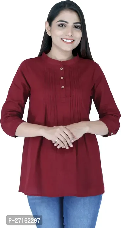 Elegant Maroon Pure Cotton Top For Women