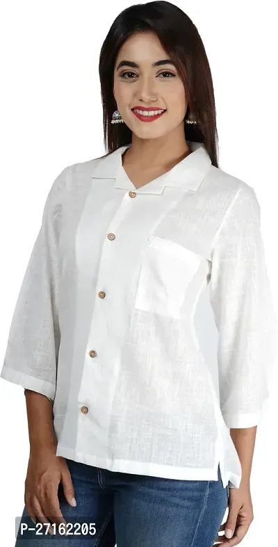 Elegant White Pure Cotton Top For Women-thumb0