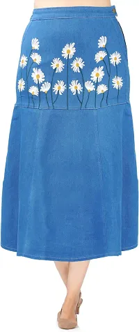 Denim Midi Length Skirt for Women