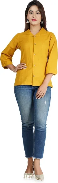 Elegant Yellow Pure Cotton Top For Women