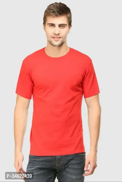 Stylish Red Polyester Blend T-shirt For Men-thumb0