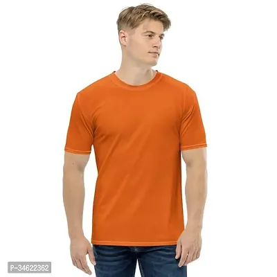 Stylish Orange Polyester Blend T-shirt For Men-thumb0