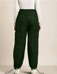 Trendy Green Crepe Solid Trousers For Women-thumb1