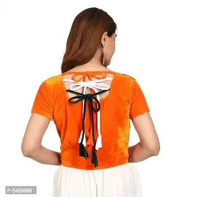 Trendy Velvet with Back Side Tri Color Knot Blouse-thumb4
