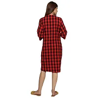 Woolen Red Checked Round Neck 3/4 Sleeves Maternity Dress For Women-thumb3