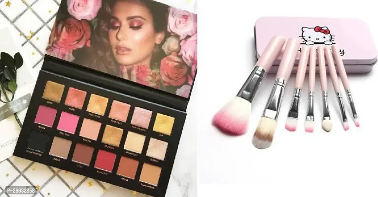 Stylish Eyeshadow 18 Colours Rose Gold Edition Palette 18 G Multicolour With A Set Of 7 Makeup Brush With Storage Box 8 Items In The Set-thumb0