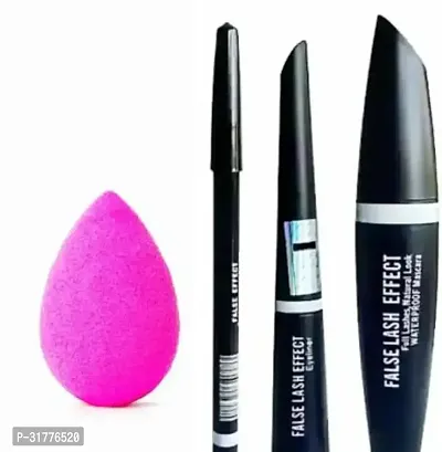 Trendy Eye Liner Mascara And Kajal With Beauty Blender Combo