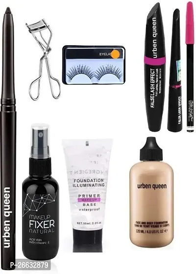 Stylish Kajal And Eyelash And Eyelash Curler And Fixerrr And Primer And Mascara And Eyeliner And Eyebrow Pencil And Bottle Foundation 9 Items-thumb0