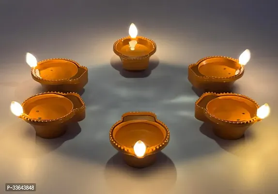 Decorative Electric Flameless Water Sensor Eco-Friendly LED Diyas- Pack Of 6-thumb0