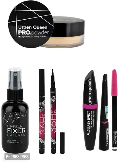 Stylish 2 Pc 36 H Eyeliner And Fixer And Loose Powder And Eyeliner And Mascara And Eyebrow Pencil 7 Items