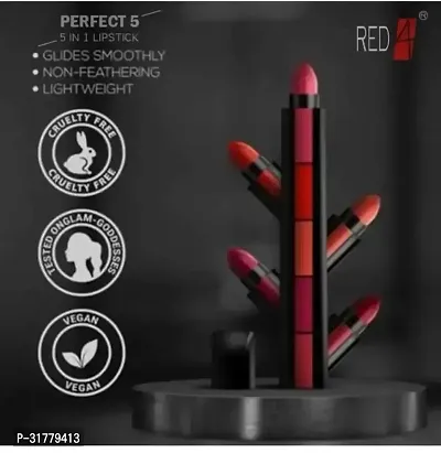 Classic Fashion Colour 5 In 1 Matte Red Lipstick-thumb0