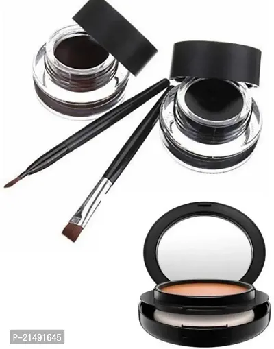 Gel Eyeliner 6 g  (BLACK  BROWN) PLUS Face Powder Compact ( SET OF 2 )-thumb0