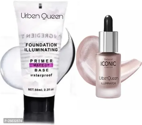 Stylish Makeup Base Primer Withilluminator Liquid Highlighter Face And Body Waterproof Shine Set Of 2