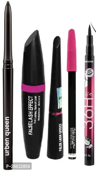 Stylish Kajal And 36 Hours Stay Eyeliner And Mascara Eyeliner Eyebrow Pencil 5 Items