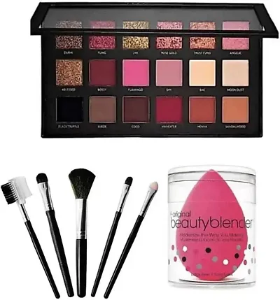 Eyeshadow Palette 18 Shades With Makeup Brushes Set And Blender Puff Sponges