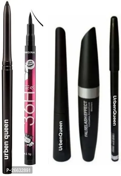 Stylish Mascara And Eyeliner And Eyebrow Pencil And 36 Hours Stay Eyeliner And Kajal 5 Items