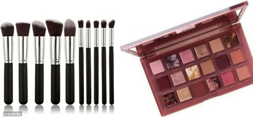 10 Pc Brush set With 18 Shades of Naughty Eye shadow