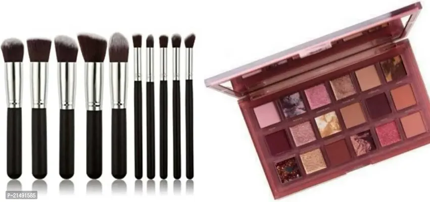 10 Pc Brush set With 18 Shades of Naughty Eye shadow-thumb0