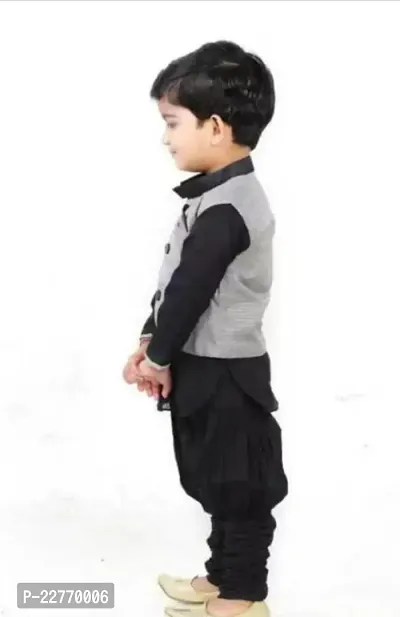 Stylish Black Cotton Kurta Sets For Boys-thumb2