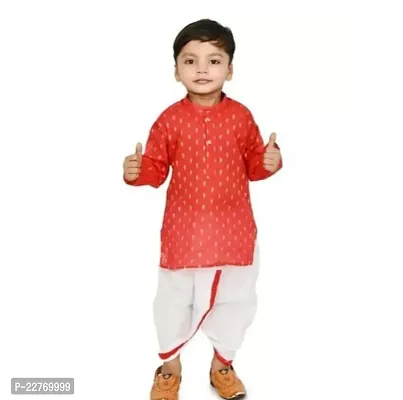 Stylish Red Cotton Kurta Sets For Boys