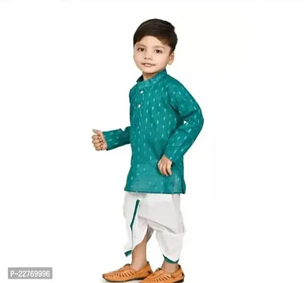 Stylish Green Cotton Kurta Sets For Boys-thumb3