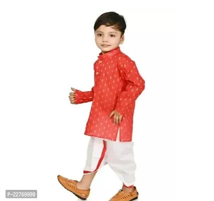 Stylish Red Cotton Kurta Sets For Boys-thumb2