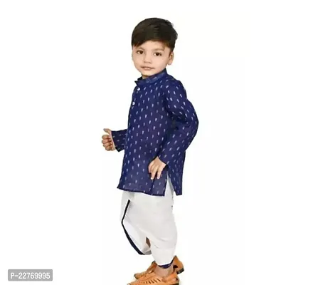 Stylish Blue Cotton Kurta Sets For Boys-thumb3