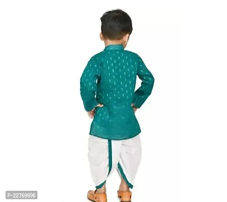 Stylish Green Cotton Kurta Sets For Boys-thumb2