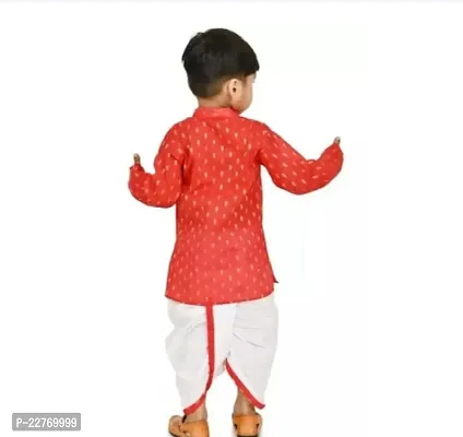 Stylish Red Cotton Kurta Sets For Boys-thumb3