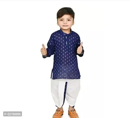 Stylish Blue Cotton Kurta Sets For Boys-thumb0