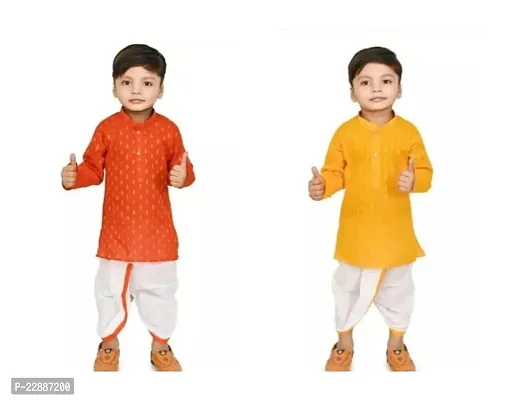 Stylish Multicoloured Cotton Kurta Sets For Boys Pack Of 2