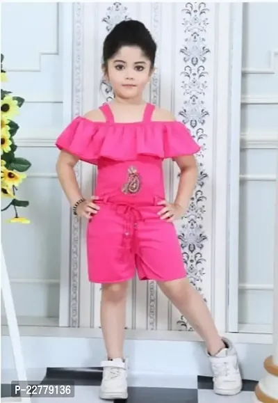 Stylish Fancy Cotton Basic Jumpsuit For Girls-thumb0