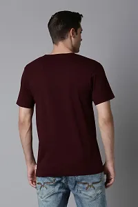 Mens Round Neck Maroon Cotton T-Shirt regular-thumb3