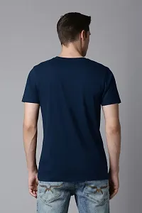 Mens Round Neck Navy Blue Cotton T-Shirt regular-thumb3