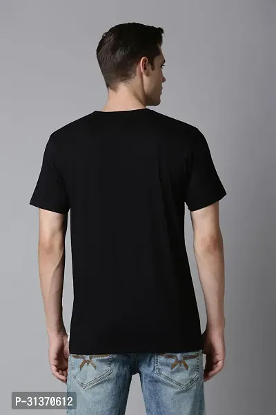 Mens Round Neck Black Cotton T-Shirt regular-thumb3