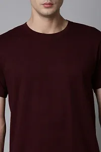 Mens Round Neck Maroon Cotton T-Shirt regular-thumb1