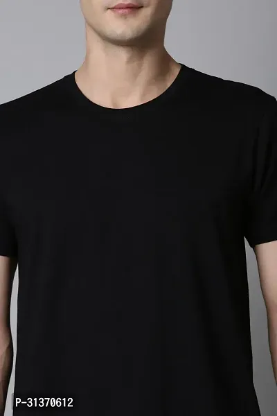 Mens Round Neck Black Cotton T-Shirt regular-thumb2