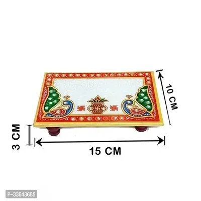 choki Design Square Shaped Mini Marble Chowki for Pooja God Idols and Home Decor Size 4 X 4 Inch Pack of 1 Multi Colour