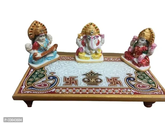 choki Design Square Shaped Mini Marble Chowki for Pooja God Idols and Home Decor Size 4 X 4 Inch Pack of 1 Multi Colour