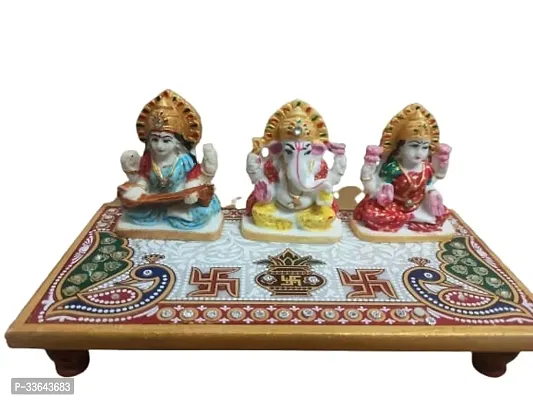 choki Design Square Shaped Mini Marble Chowki for Pooja God Idols and Home Decor Size 4 X 4 Inch Pack of 1 Multi Colour