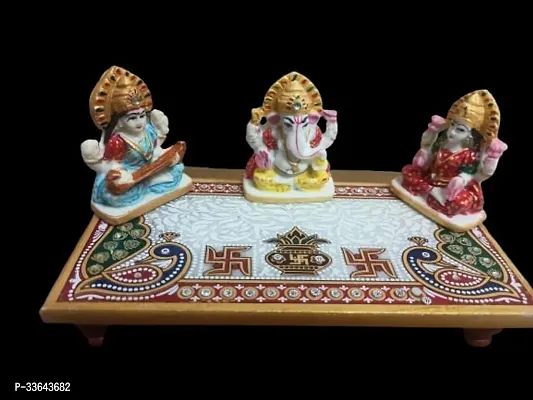 choki Design Square Shaped Mini Marble Chowki for Pooja God Idols and Home Decor Size 4 X 4 Inch Pack of 1 Multi Colour