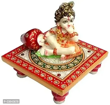 choki Design Square Shaped Mini Marble Chowki for Pooja God Idols and Home Decor Size 4 X 4 Inch Pack of 1 Multi Colour