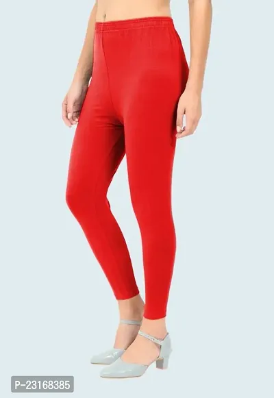 Fabulous Red Cotton Lycra Solid Leggings For Women-thumb0