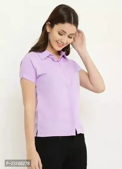 Elegant Purple Crepe Solid Shirt For Women