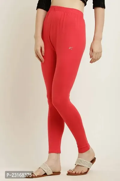 Fabulous Pink Cotton Lycra Solid Leggings For Women-thumb0